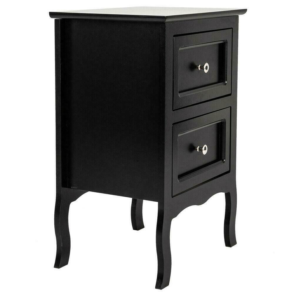 End Tables - Wood End Table Modern Nightstand - 2 Drawers - Bedroom Organizer -