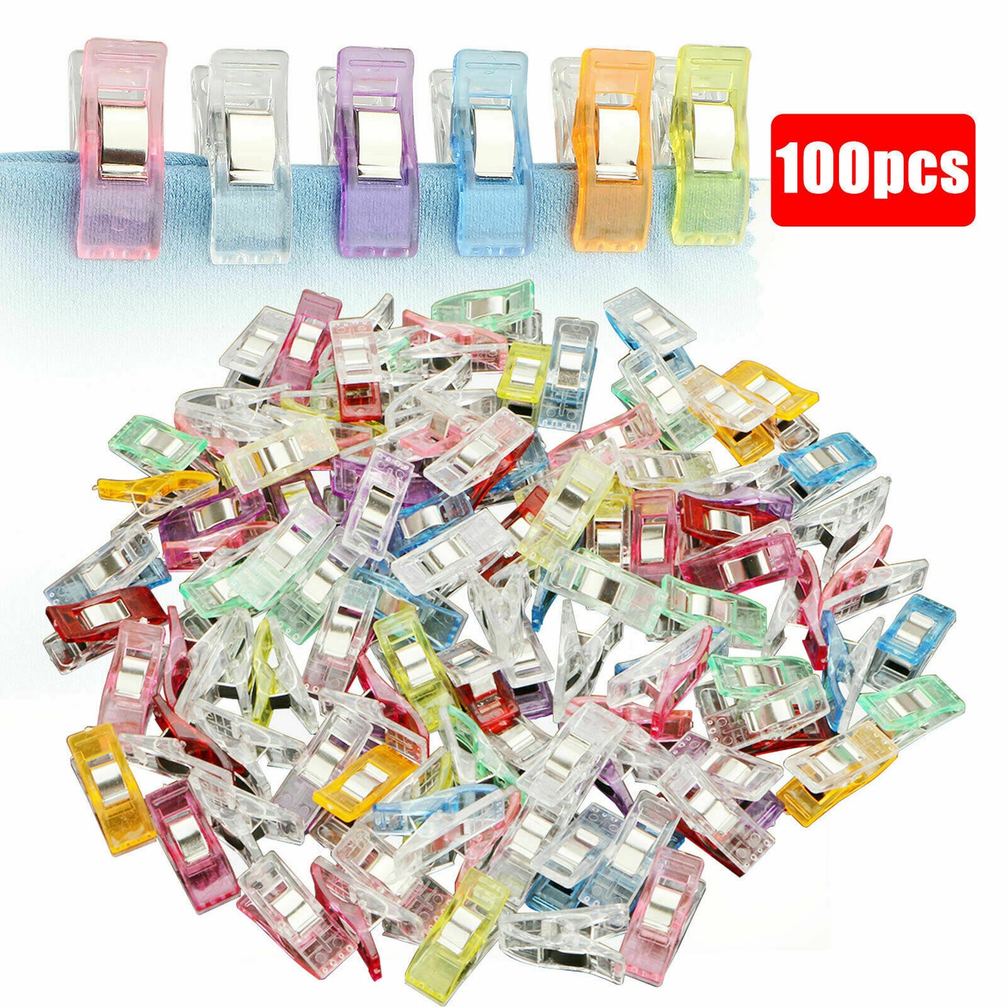 Tablecloth Clips & Weights - Quilting Sewing Clips - Knitting Crochet Clips - 100 Pcs Multicolor -