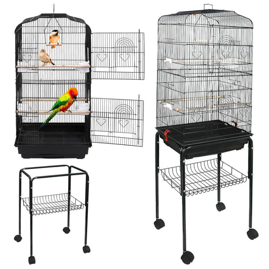 Bird Cages & Stands - 59"H Rooling Bird Cage - Canary Home with Stand & Tray -