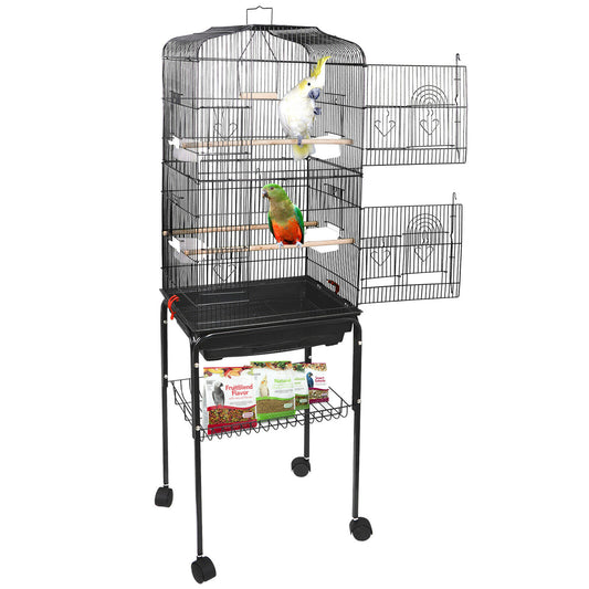 Bird Cages & Stands - 59"H Rooling Bird Cage - Canary Home with Stand & Tray -