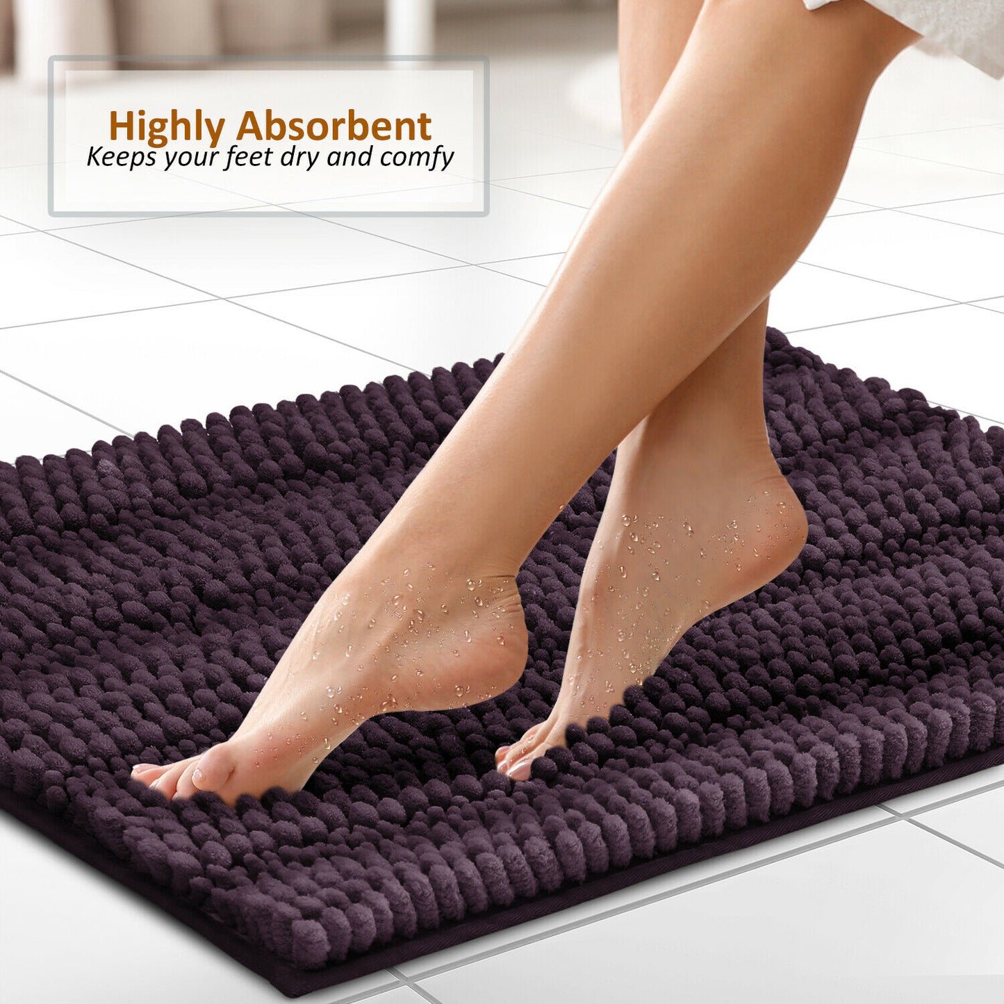 Bath Mats & Rugs - Bathroom Rugs & Bath Mat Set - 3 Piece Absorbent Chenille - 10 Colors! -