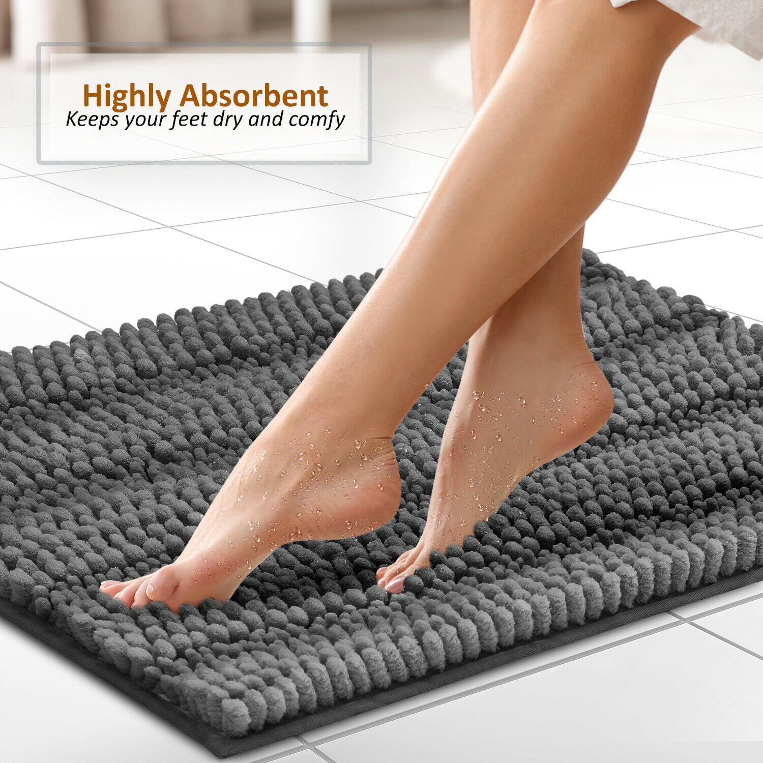 Bath Mats & Rugs - Bathroom Rugs & Bath Mat Set - 3 Piece Absorbent Chenille - 10 Colors! -