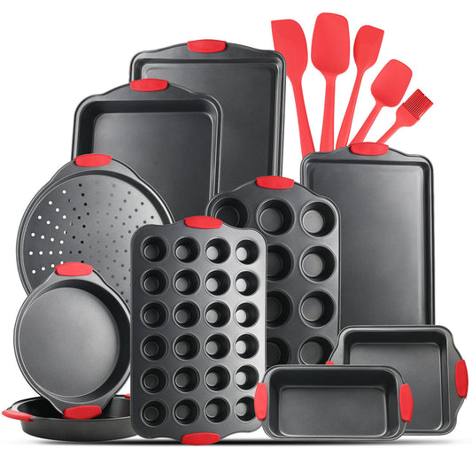 Cake Pans & Molds - Baking Pan Set - 15pc Carbon Steel Nonstick Oven Safe Silicone Handles -