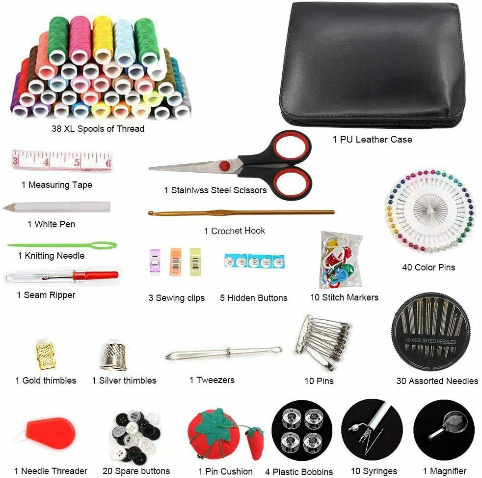 Petbank Sewing Kit, 170pcs Sewing Kit for Adults, Kids, Beginners, Travel Needle and Thread Kit DIY Sewing Supplies with Multi-Color Thread, Needles, Scissors