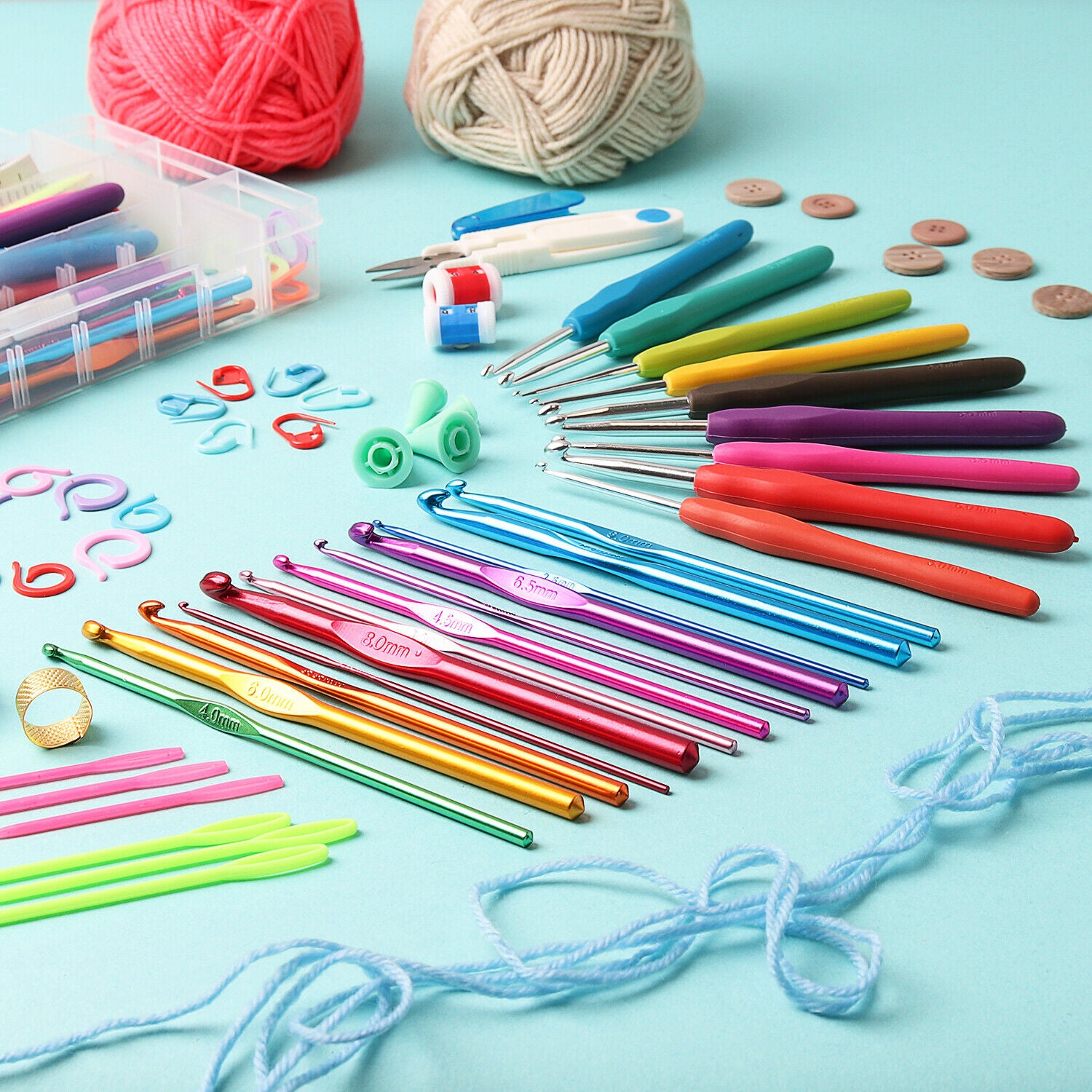 Crochet Hooks - Crochet Kit - Set of Hooks, Yarn, & Supplies - 73 Piece Starter Set -