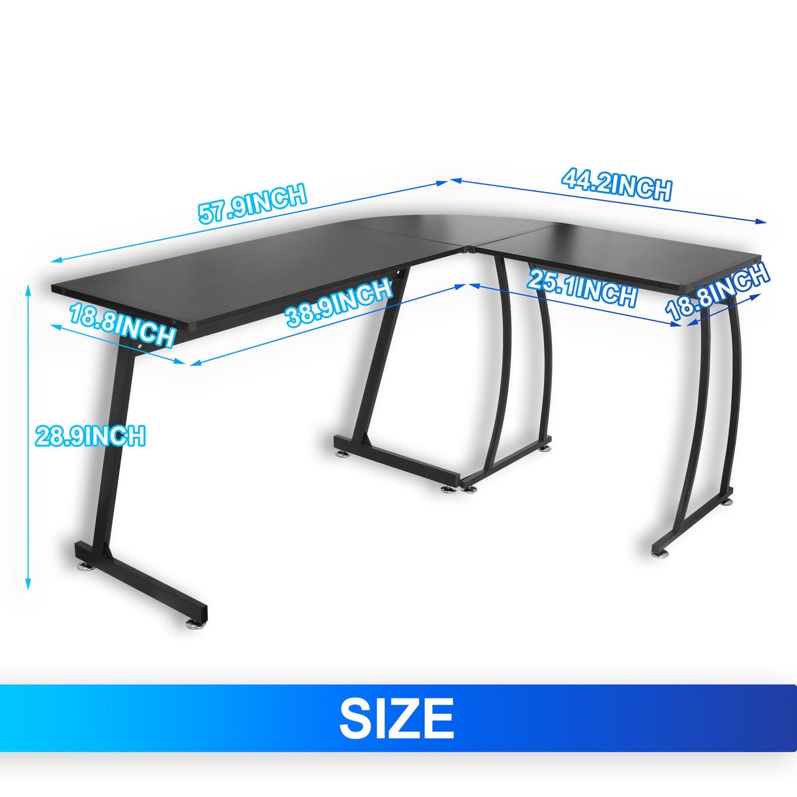 Desks - L Shaped Computer Desk - Home Or Office Gaming Desk - 58" Table -