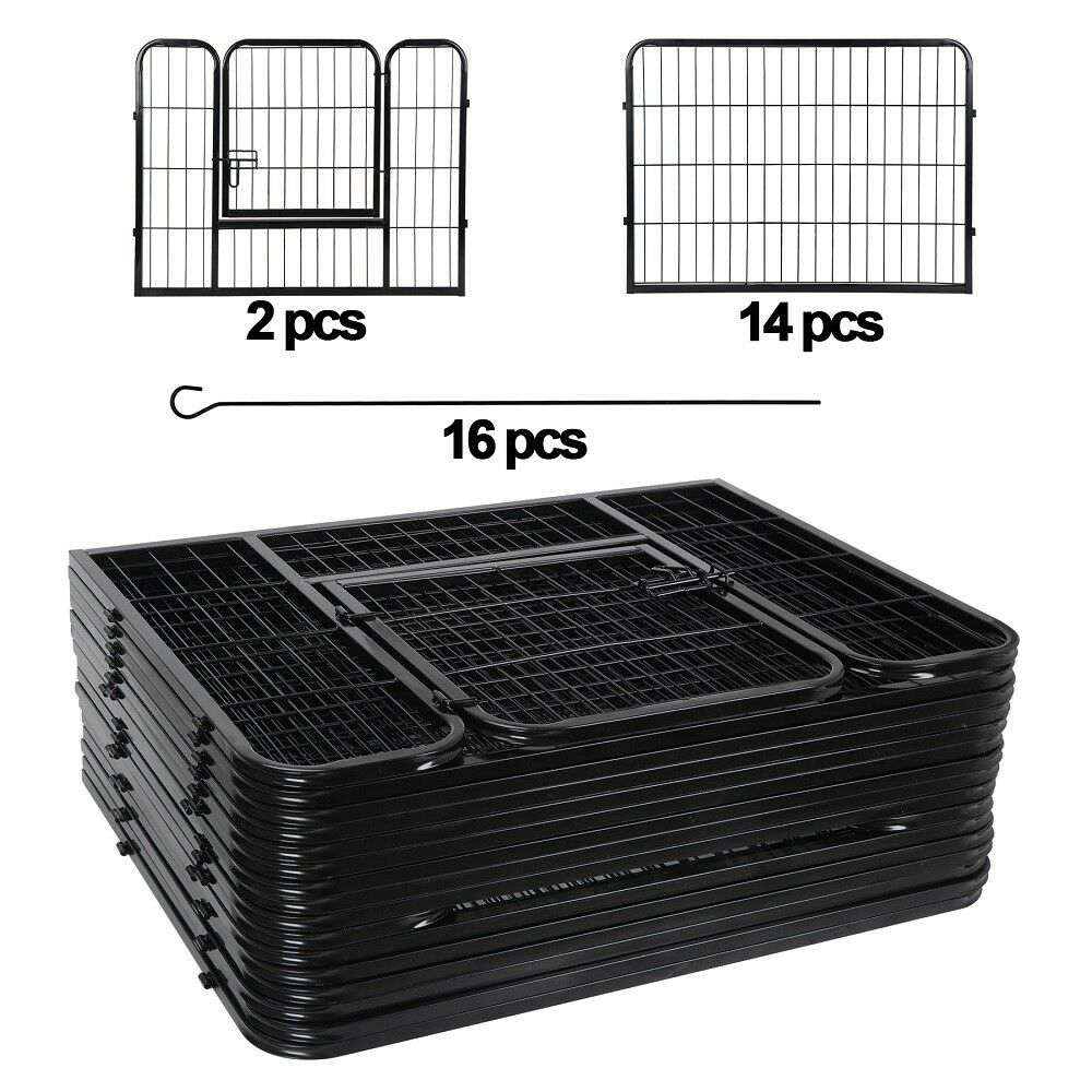 Fence Panels - Dog Crate - Puppy Playpen Kennel Cage - 16 Panel Fence 24" -