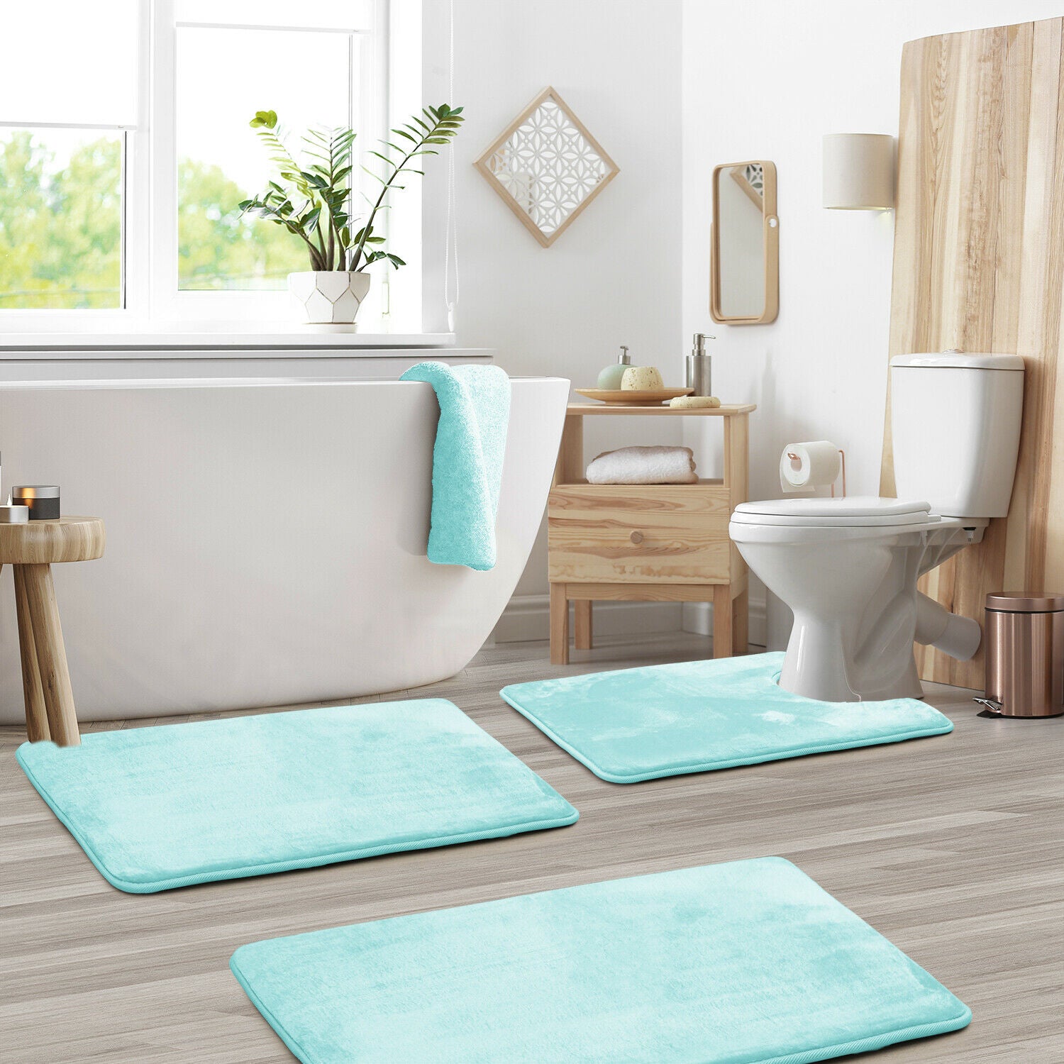 Bath Mats & Rugs - Memory Foam Bath Mat - Absorbent Bathroom Rugs Set -