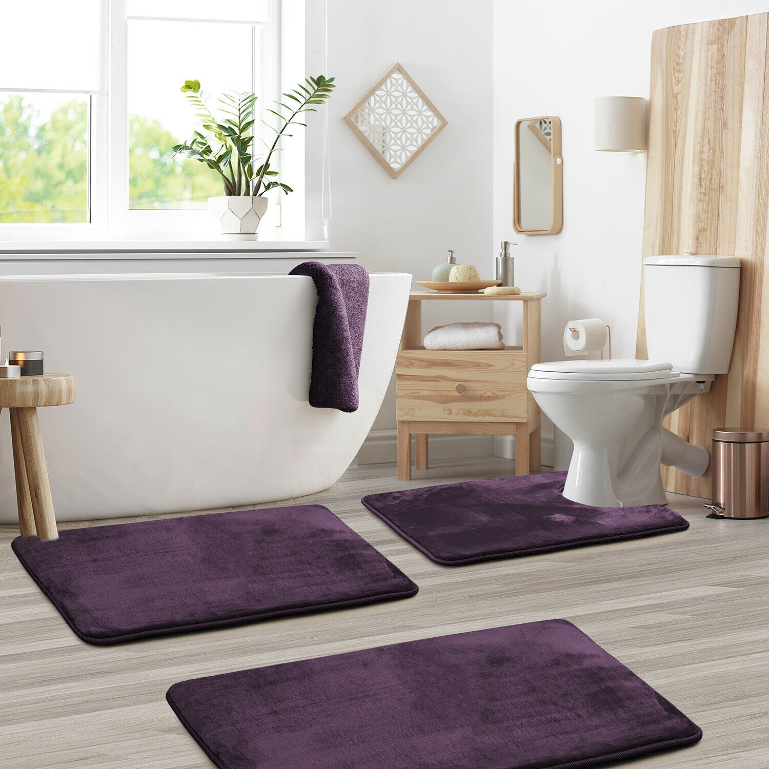 Bath Mats & Rugs - Memory Foam Bath Mat - Absorbent Bathroom Rugs Set -