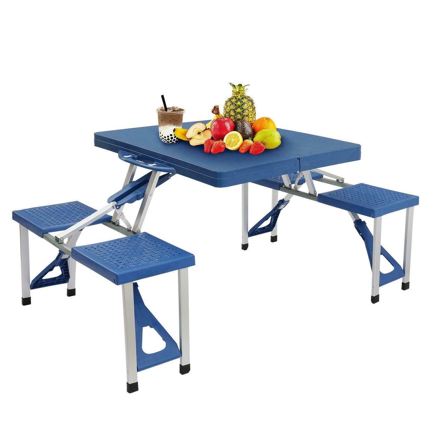 Folding Tables - Folding Picnic Table - Portable Set with Seats for Outdoors & Camping -