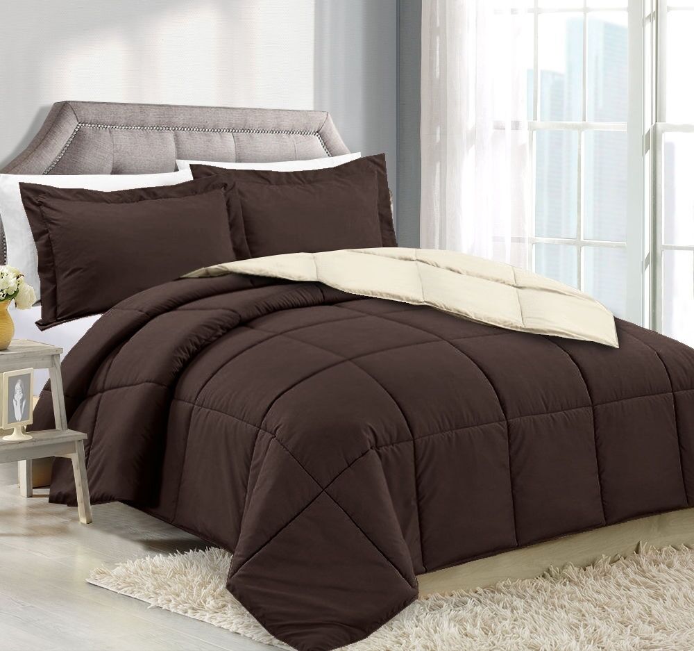 Quilts & Comforters - Down Alternative Comforter Set - 3 Piece Reversible Comforter w/ Shams -