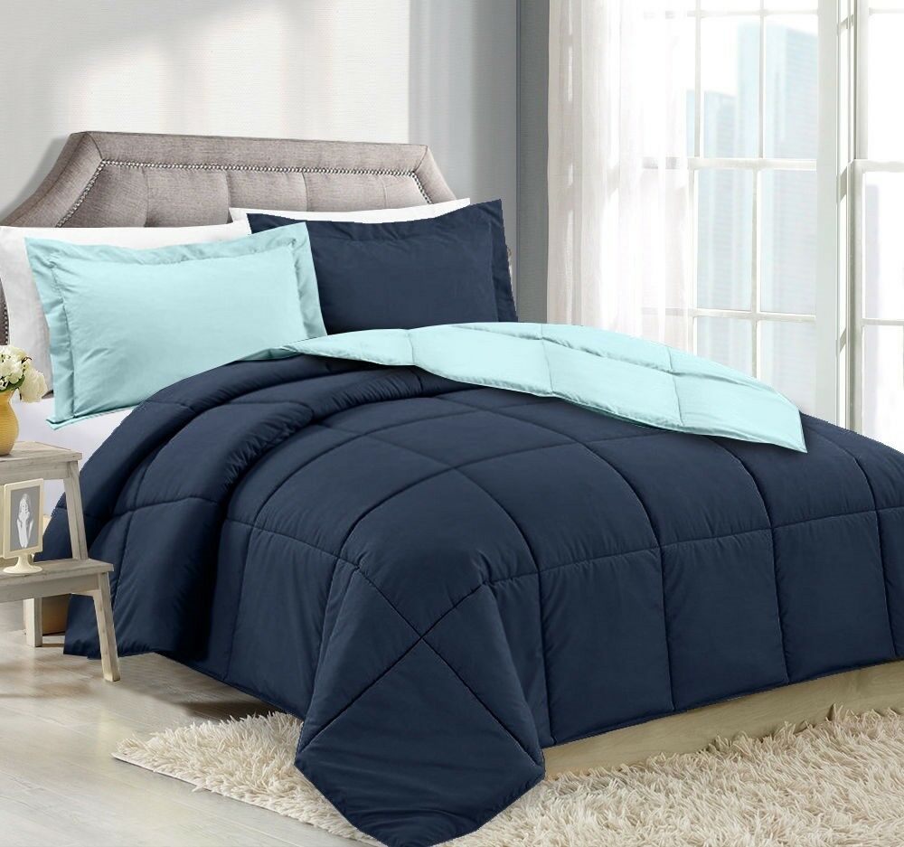 Quilts & Comforters - Down Alternative Comforter Set - 3 Piece Reversible Comforter w/ Shams -