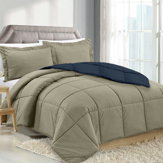 Quilts & Comforters - Down Alternative Comforter Set - 3 Piece Reversible Comforter w/ Shams -