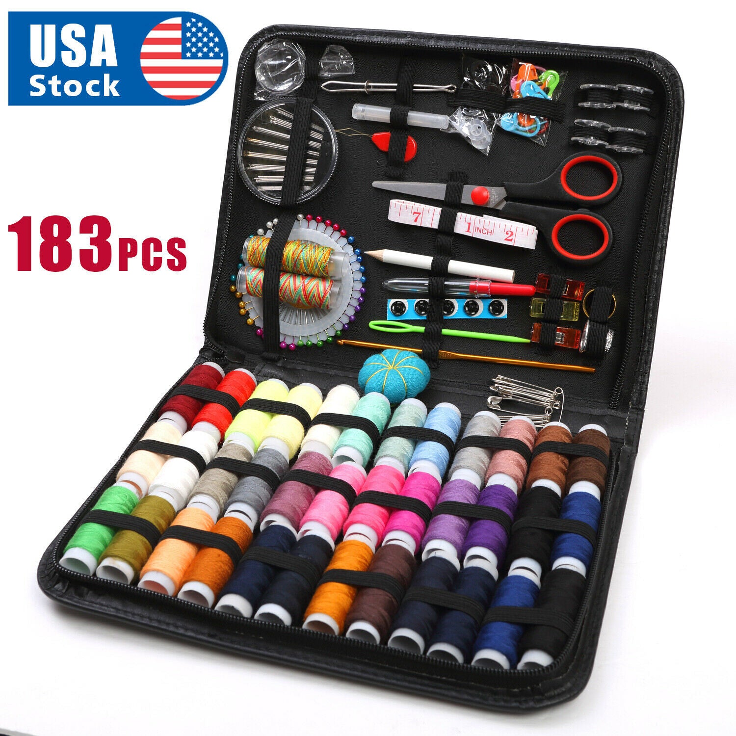 Travel Thread Set Sewing Kit - Sewing Needle, Thread, Scissor - Travel Box 183 Pc Set ...