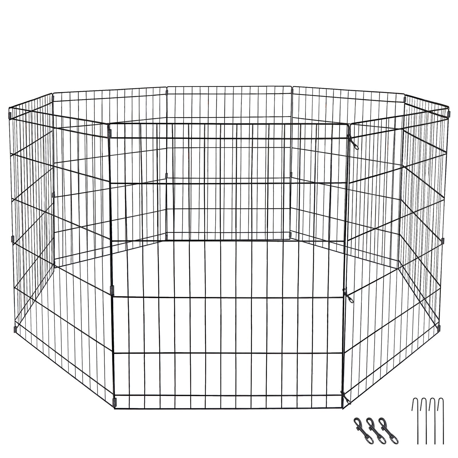 Fence Panels - Dog Crate Pet Play Pen Fence - 8 Panels - 30 Inches -