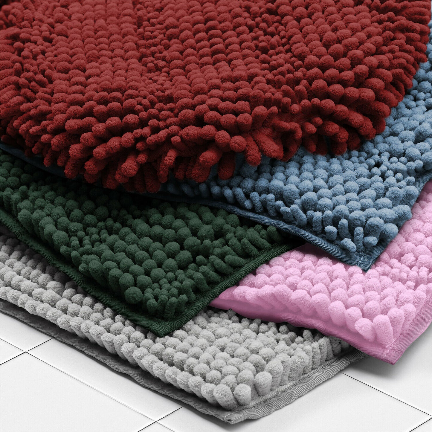 Bath Mats & Rugs - Bathroom Rugs & Bath Mat Set - 3 Piece Absorbent Chenille - 10 Colors! -