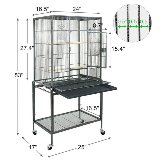 Bird Cages & Stands - Bird Cage 53" Large- Parrot Macaw Cockatoo Finch Play Top Supplies -