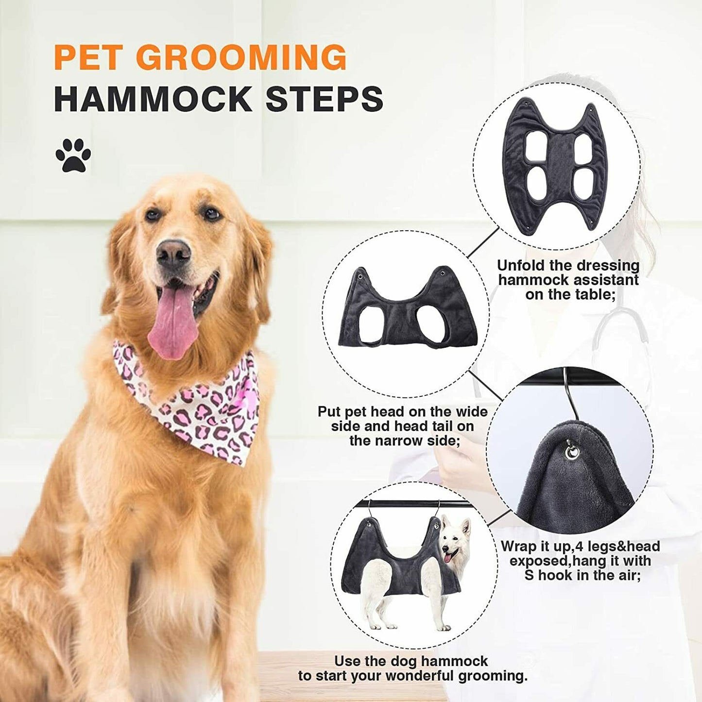 Pet Supplies - Pet Grooming Hammock- Cats And Dogs Restraint Towel -