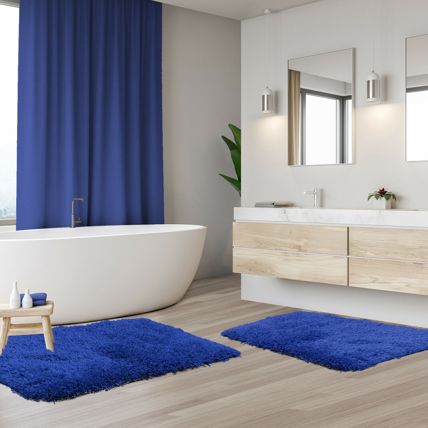 Bathroom Rug Bath Mat Set - 2 Rubber Backed Nonslip Area Rugs 7 Colors –  Shore Shops