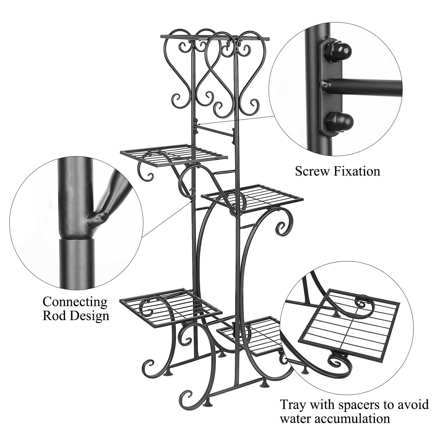 Plant Stands - Plant Stand Indoor - Metal Plant Shelf - Extra Large Anti Rust Iron -