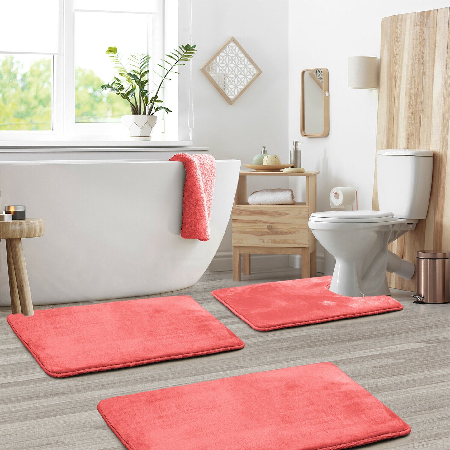 Bath Mats & Rugs - Memory Foam Bath Mat - Absorbent Bathroom Rugs Set -