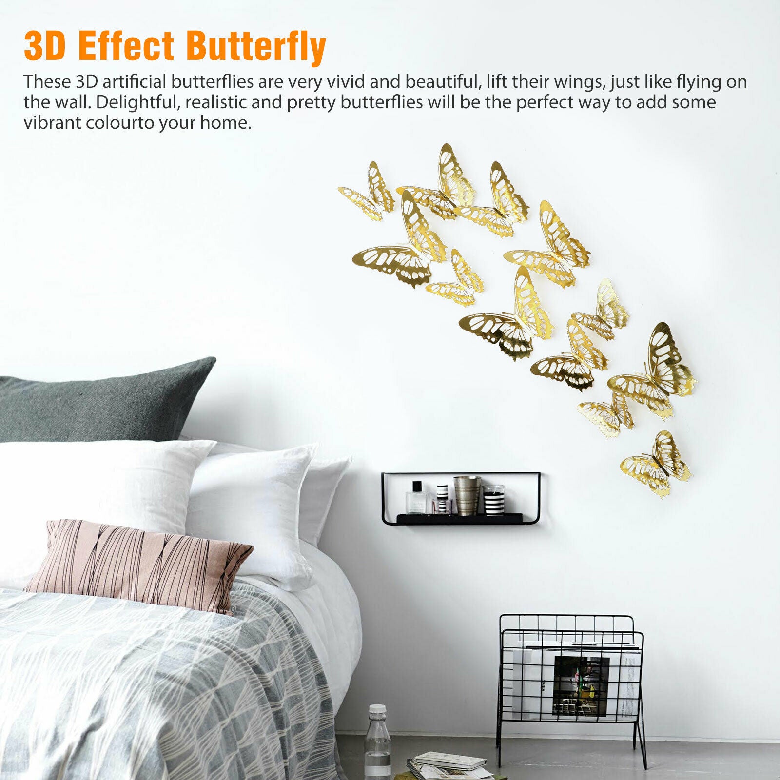 - Home Decor 3D Butterfly Wall Stickers- Art Wall Decorations 12pcs -