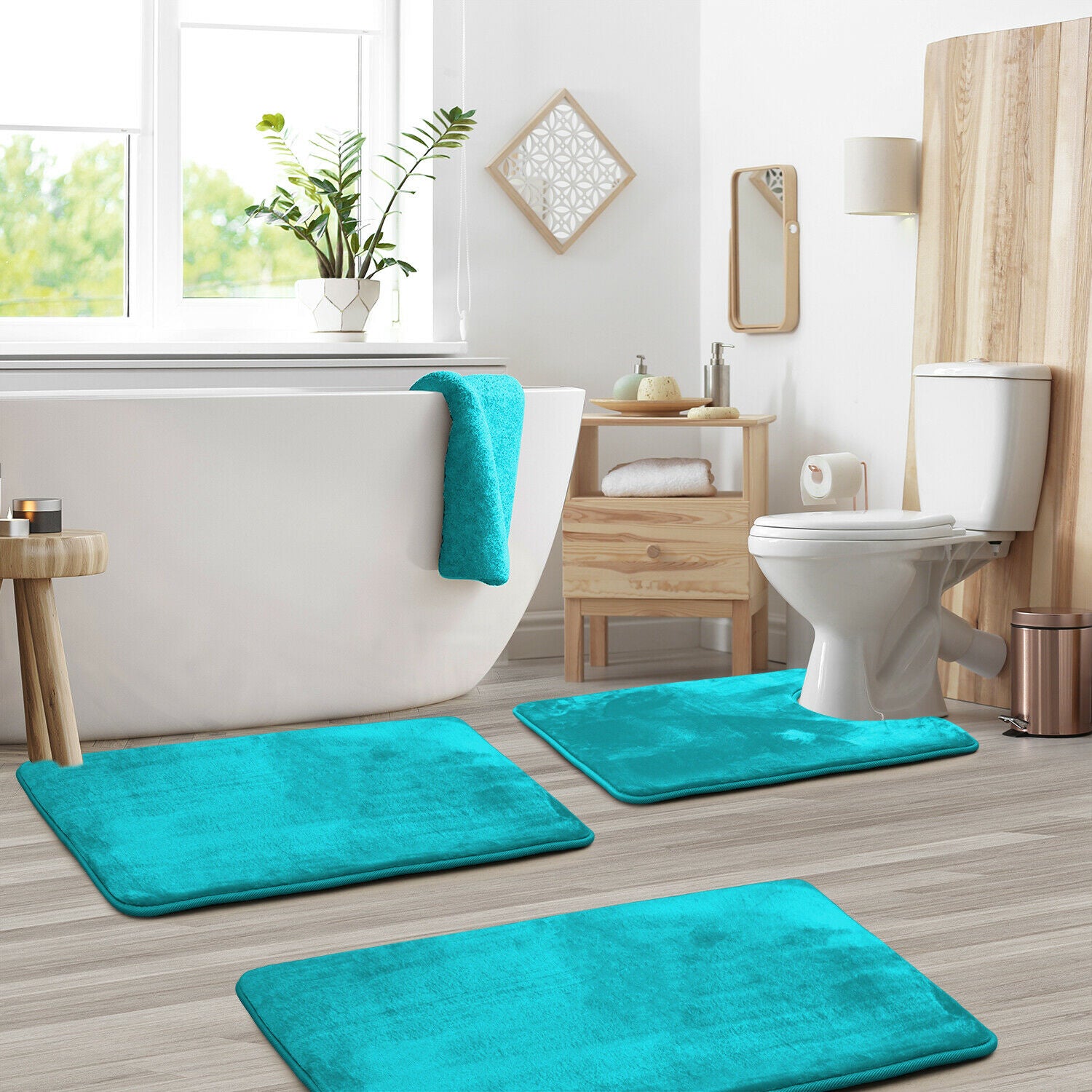 Bath Mats & Rugs - Memory Foam Bath Mat - Absorbent Bathroom Rugs Set -