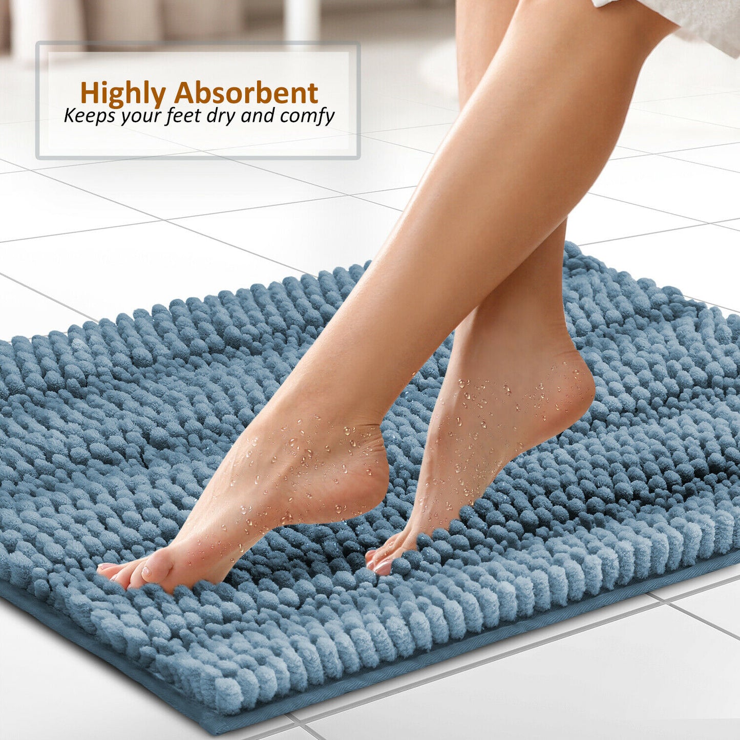 Bath Mats & Rugs - Bathroom Rugs & Bath Mat Set - 3 Piece Absorbent Chenille - 10 Colors! -