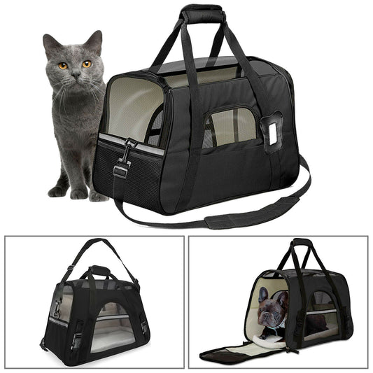 Dog Kennel & Run Accessories - Dog & Cat Carrier Bag - Small Pet Soft Airline Travel Approved Tote -