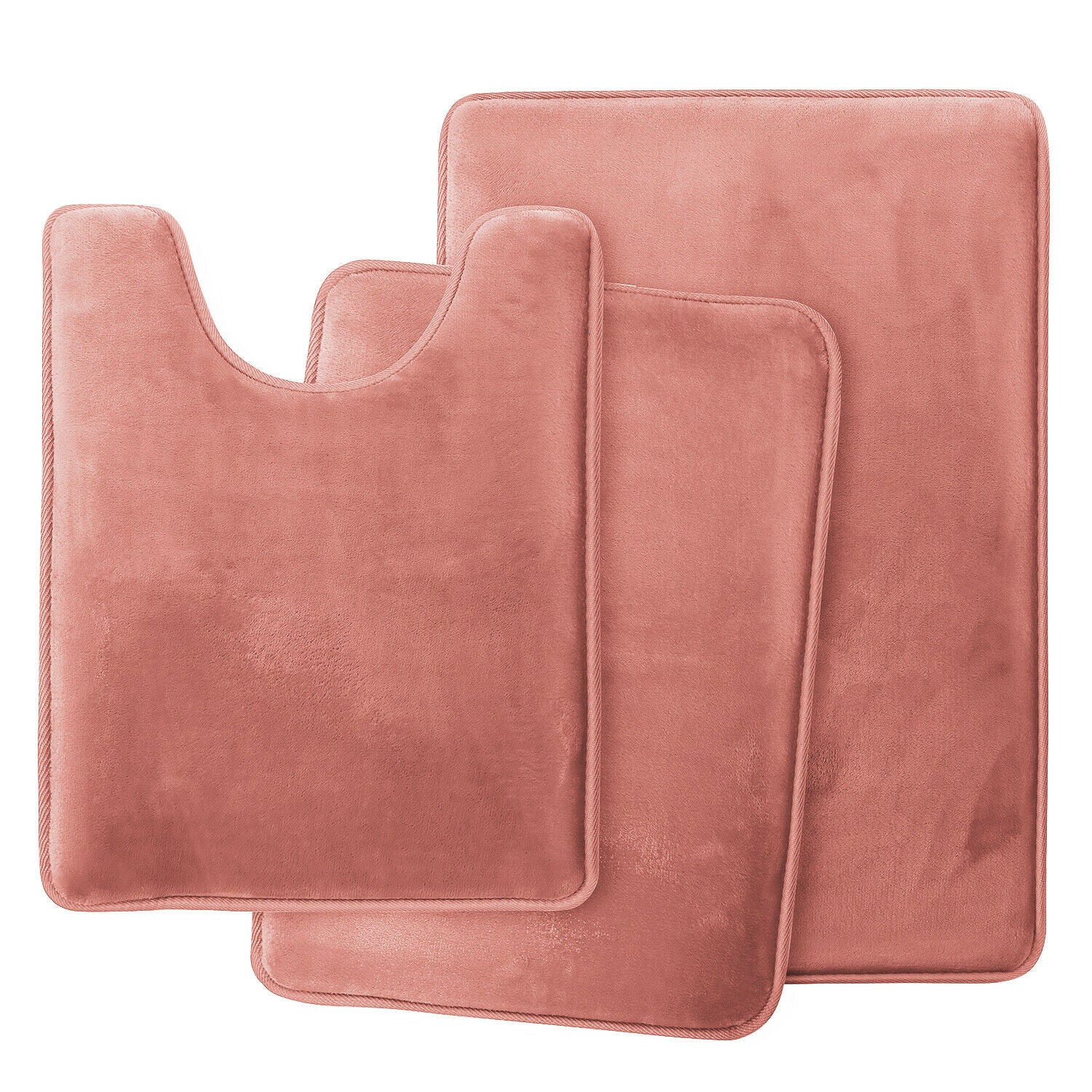 Bath Mats & Rugs - Memory Foam Bath Mat - Absorbent Bathroom Rugs Set - Misty Rose