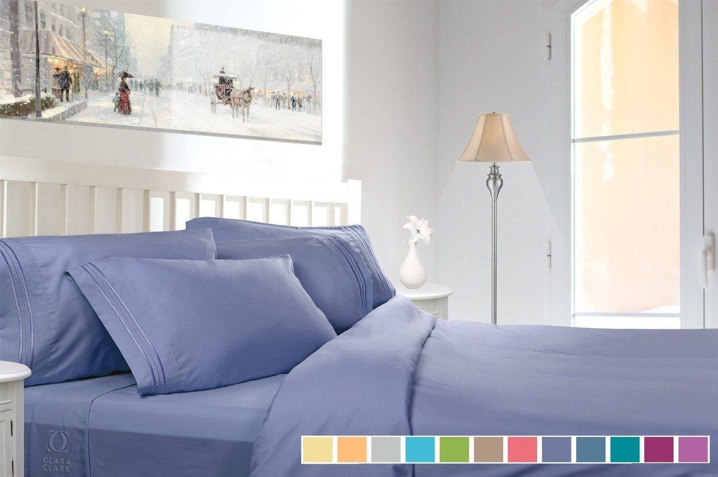 Bed Sheets - Bed Sheets Set - Deep Pocket Queen King Full Twin - 4 Piece 12 Colors! - Twin / Steel Blue