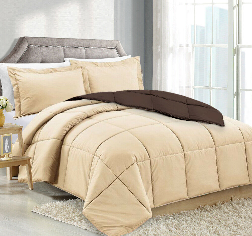 Quilts & Comforters - Down Alternative Luxury White Comforter - King, Queen, or Full Size - Full / Brown