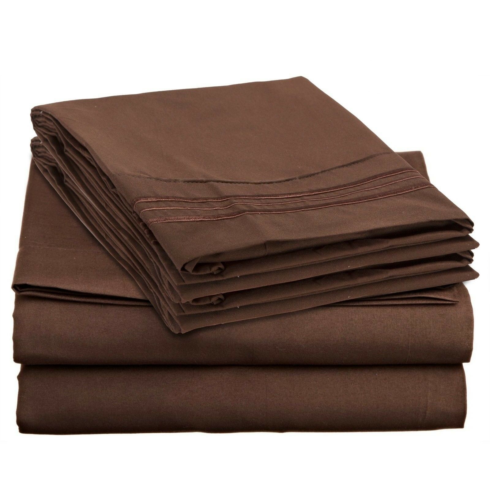 Bed Sheets - Deep Pocket Bed Sheets- 4 Piece Set, Queen, King, Twin, or Full Size - Queen / Chocolate Brown