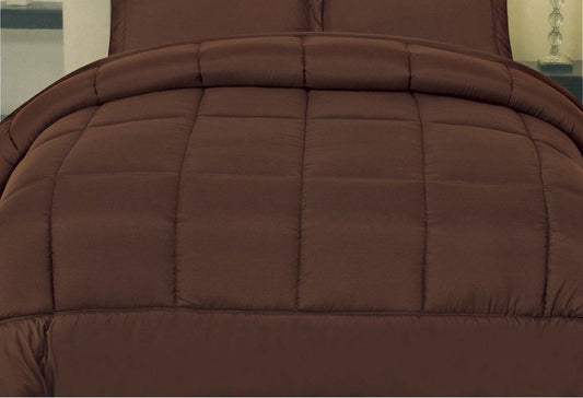 Quilts & Comforters - Goose Down Alternative Comforter - All Season Reversible Blanket - Twin / Chocolate