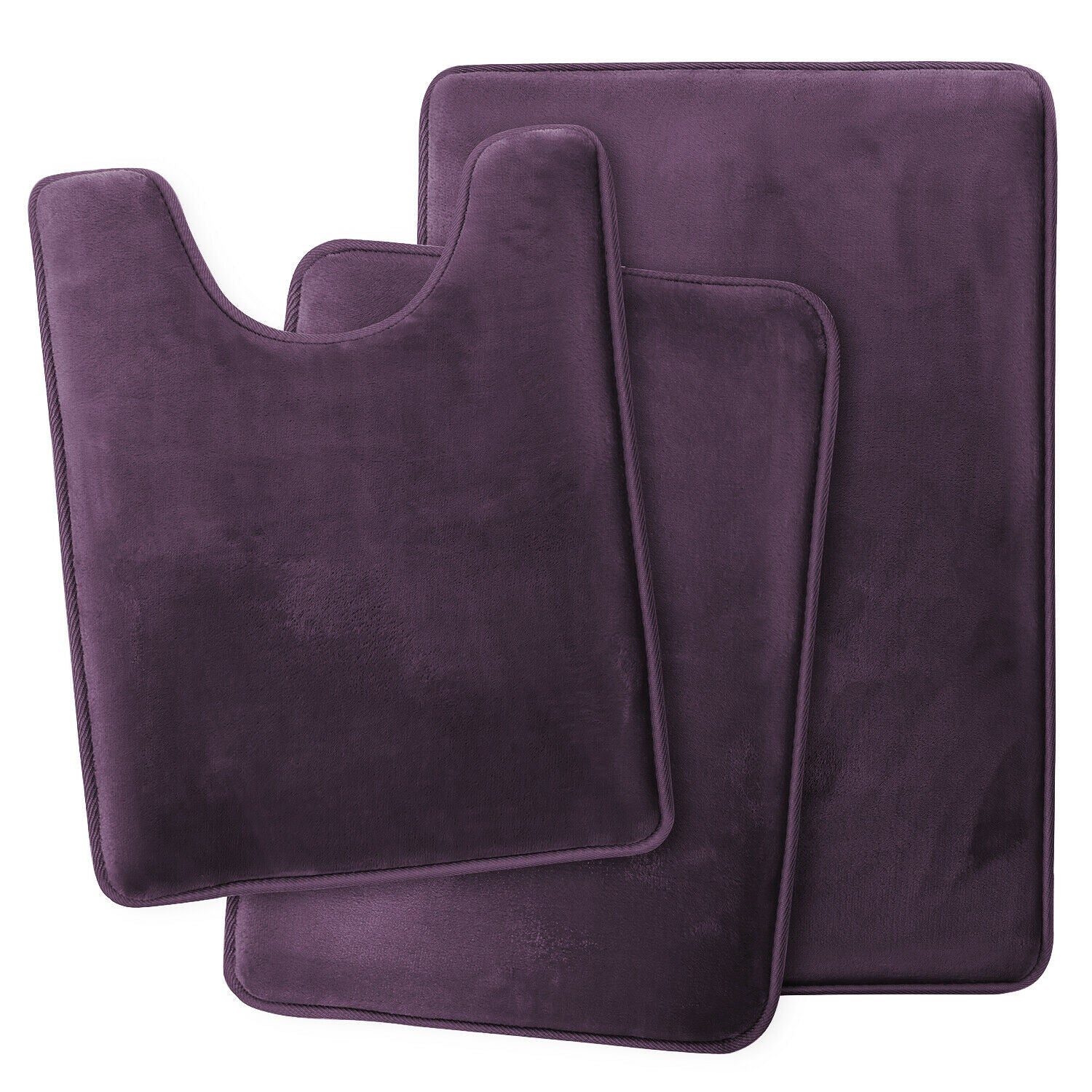 Bath Mats & Rugs - Memory Foam Bath Mat - Absorbent Bathroom Rugs Set - Purple