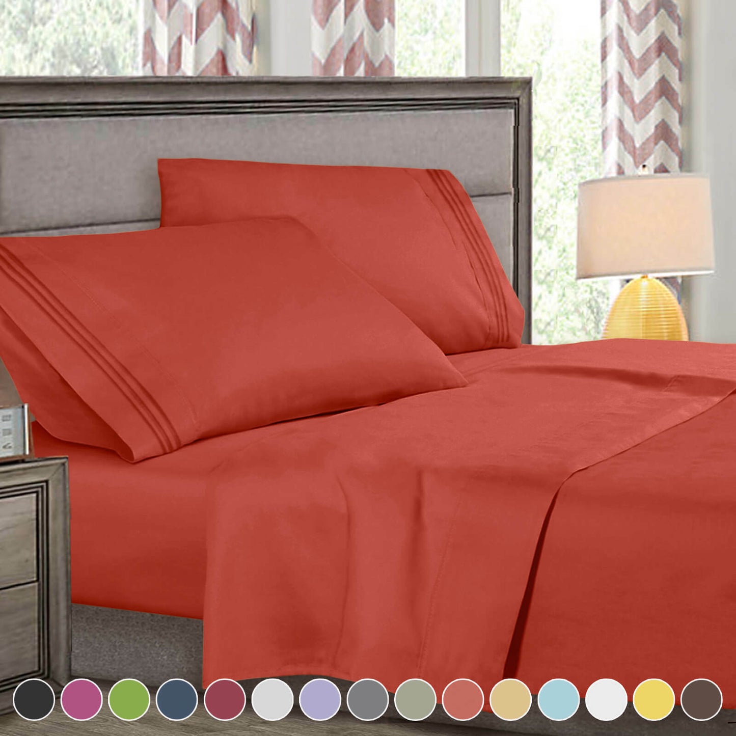 Bed Sheets - 4-Piece Deep Pocket Bed Sheet Set - 1800 Collection Hotel Quality - Twin / Orange