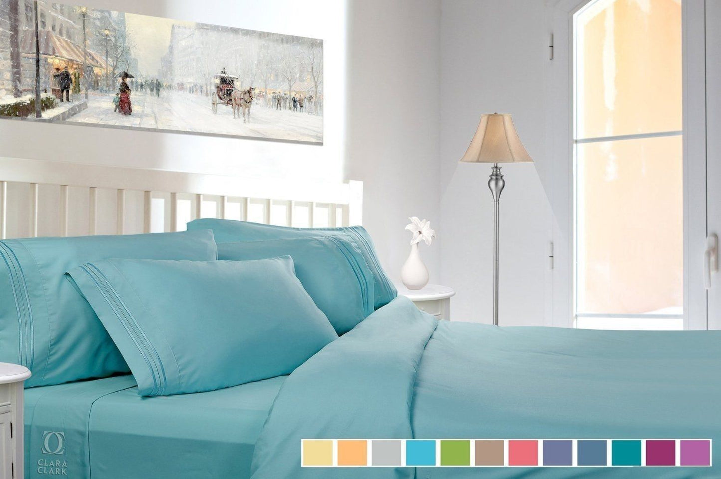 Bed Sheets - Bed Sheets Set - Deep Pocket Queen King Full Twin - 4 Piece 12 Colors! - California King / Beach Blue