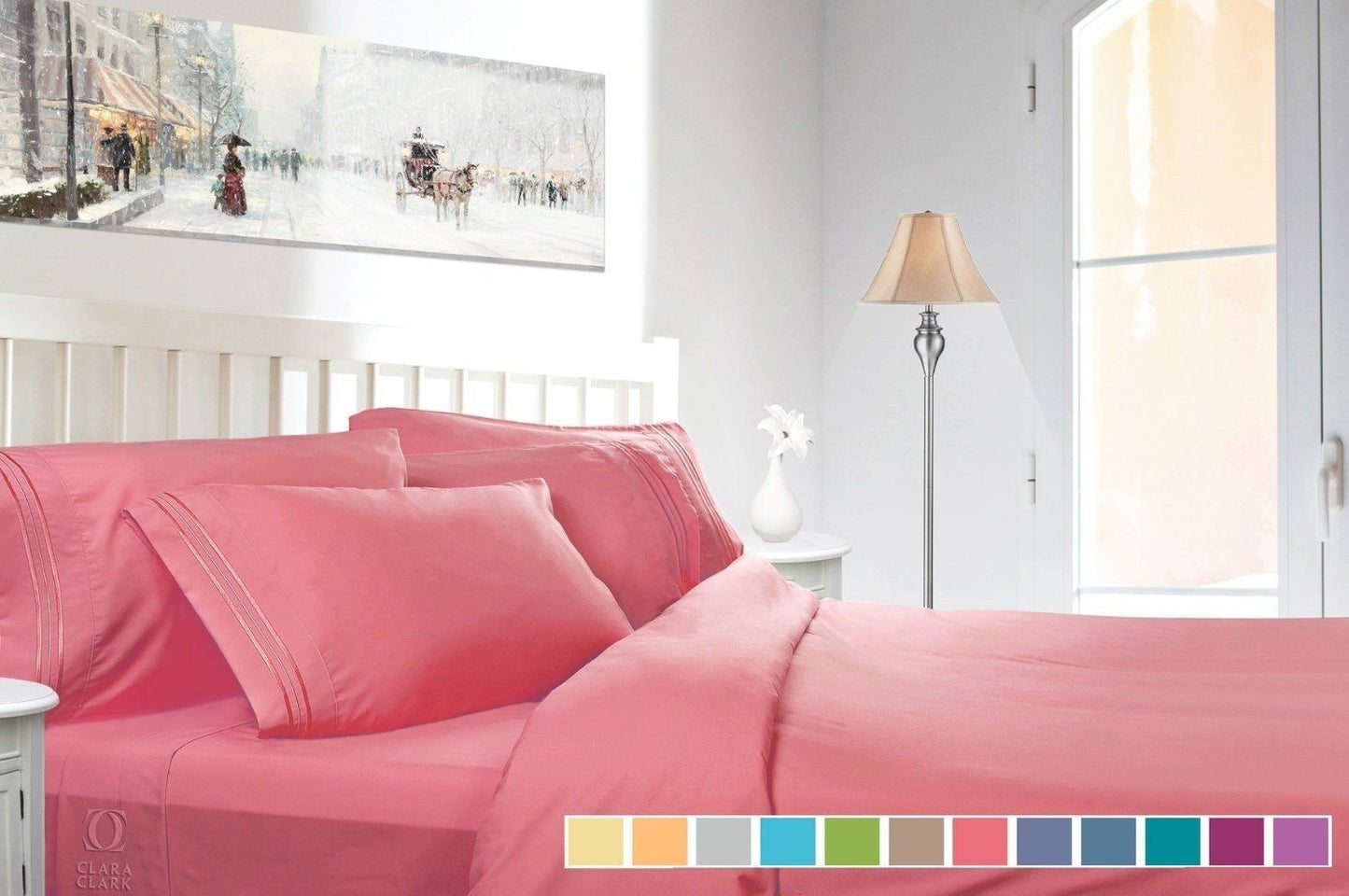 Bed Sheets - Bed Sheets Set - Deep Pocket Queen King Full Twin - 4 Piece 12 Colors! - Queen / Coral Pink