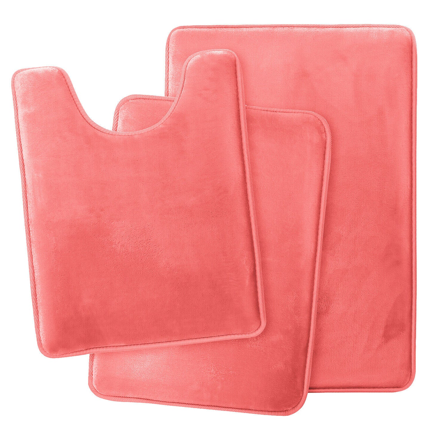 Bath Mats & Rugs - Memory Foam Bath Mat - Absorbent Bathroom Rugs Set - Coral Pink