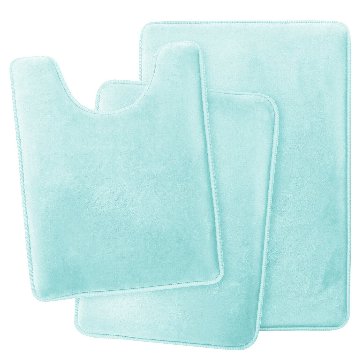 Bath Mats & Rugs - Memory Foam Bath Mat - Absorbent Bathroom Rugs Set - Aqua Blue