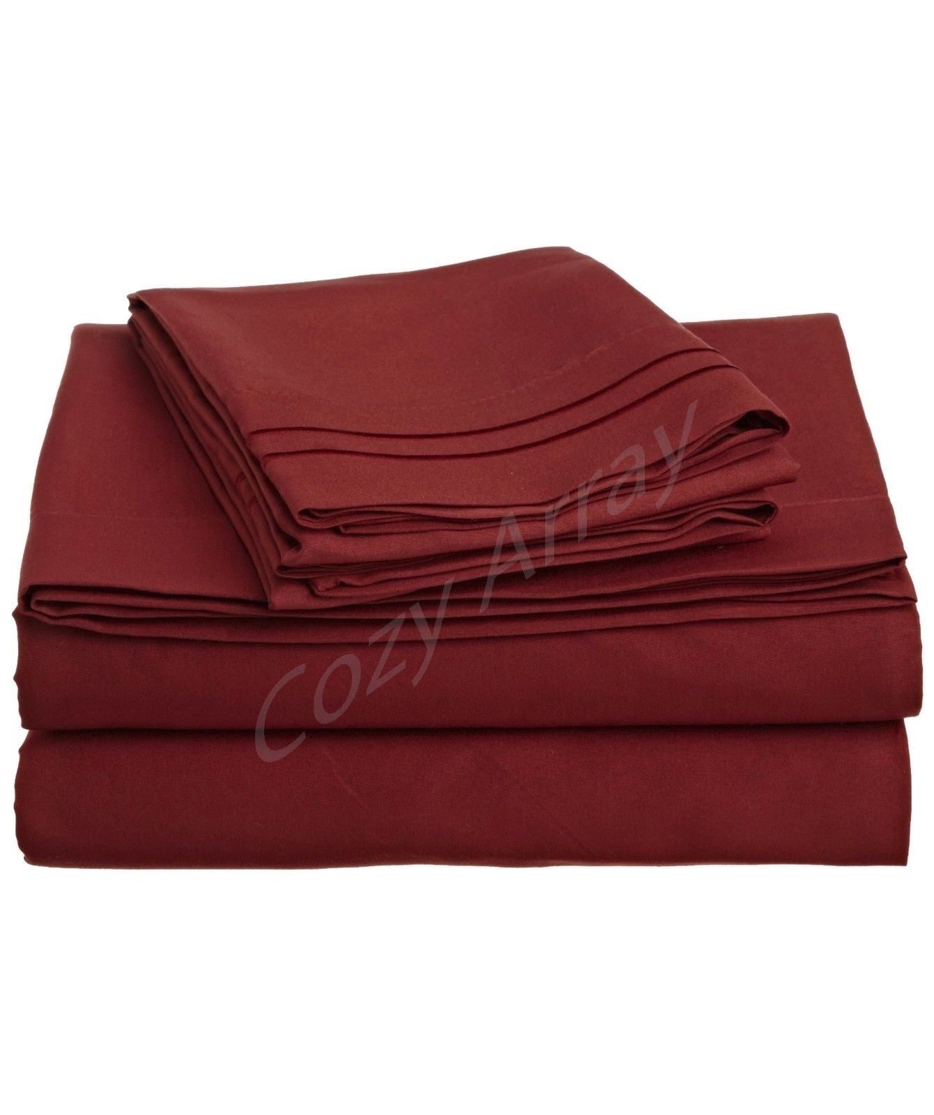 Bed Sheets - Deep Pocket Bed Sheets- 4 Piece Set, Queen, King, Twin, or Full Size - King / Burgundy Red
