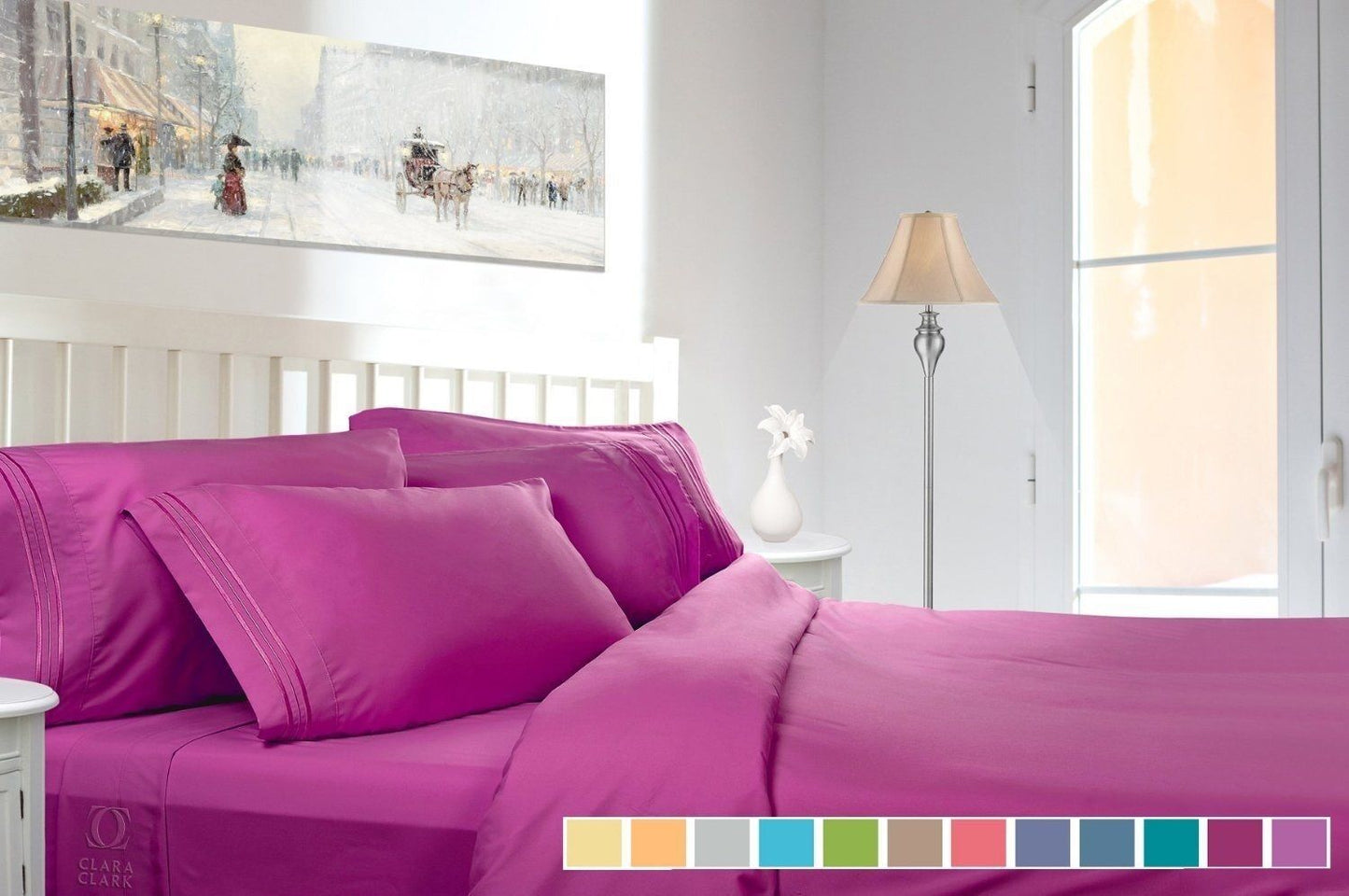 Bed Sheets - Bed Sheets Set - Deep Pocket Queen King Full Twin - 4 Piece 12 Colors! - Twin / Vivacious Magenta