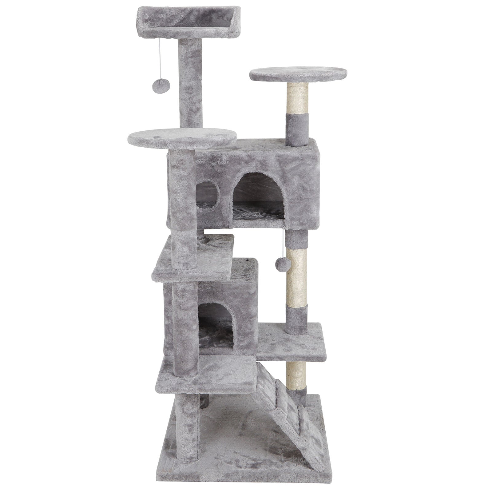 Cat Beds - Cat Tree Tower House - 53" - Light Grey