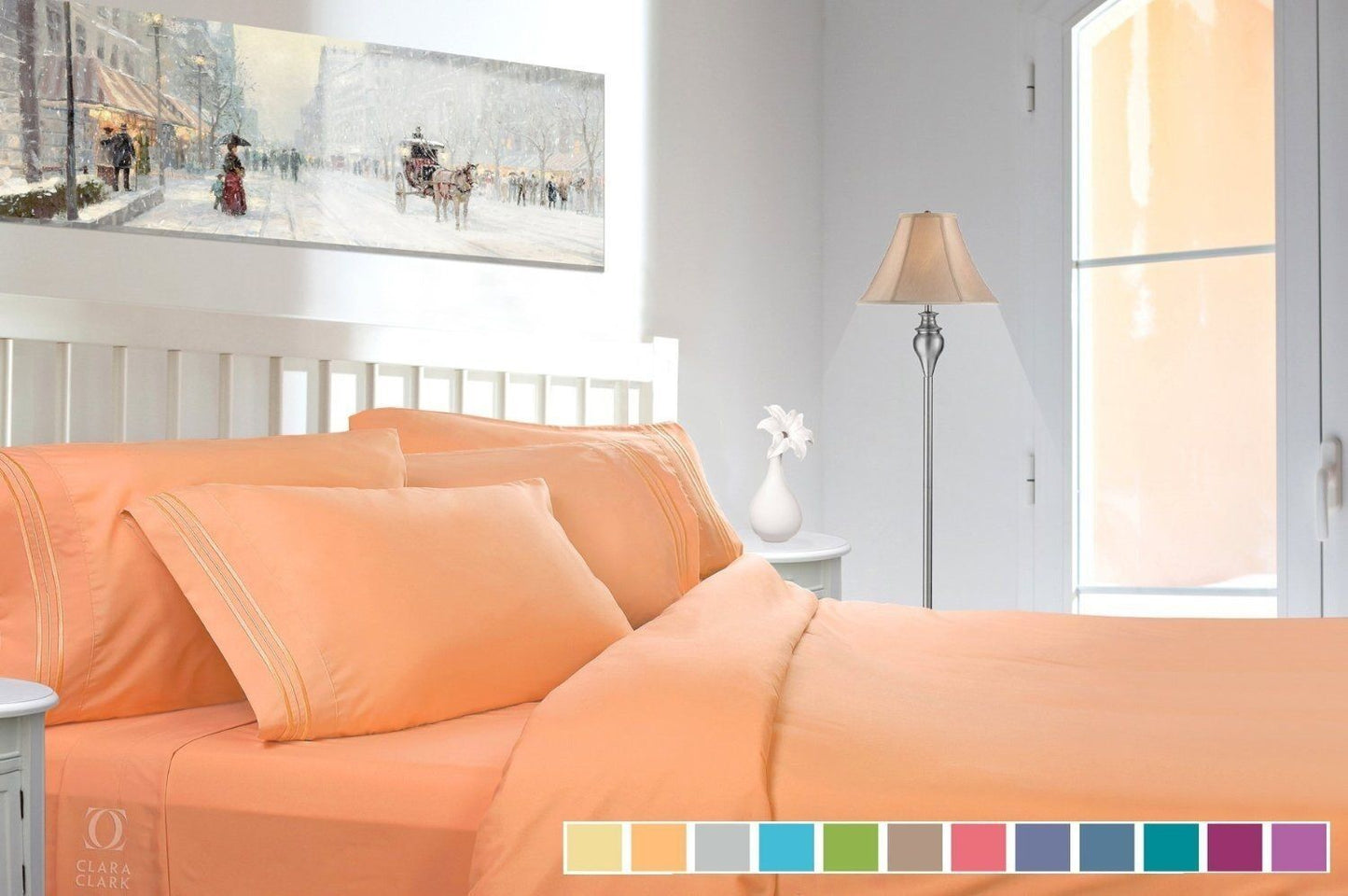 Bed Sheets - Bed Sheets Set - Deep Pocket Queen King Full Twin - 4 Piece 12 Colors! - California King / Apricot Buff Orange