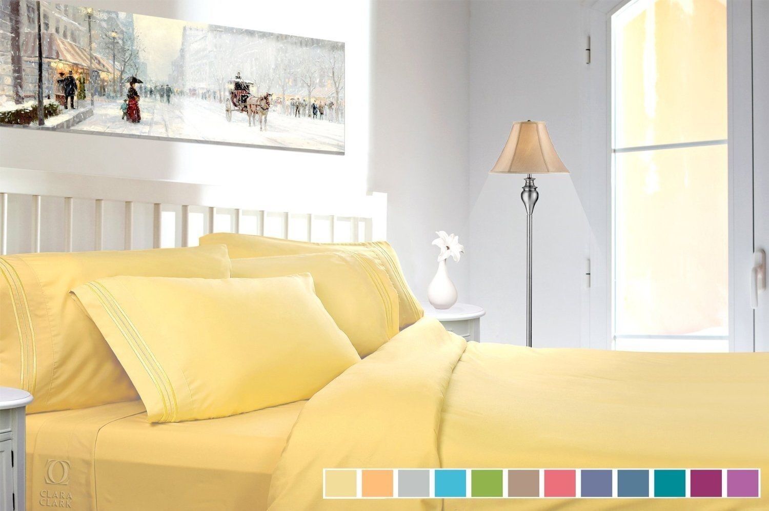 Bed Sheets - Bed Sheets Set - Deep Pocket Queen King Full Twin - 4 Piece 12 Colors! - Queen / Custard Mellow Yellow