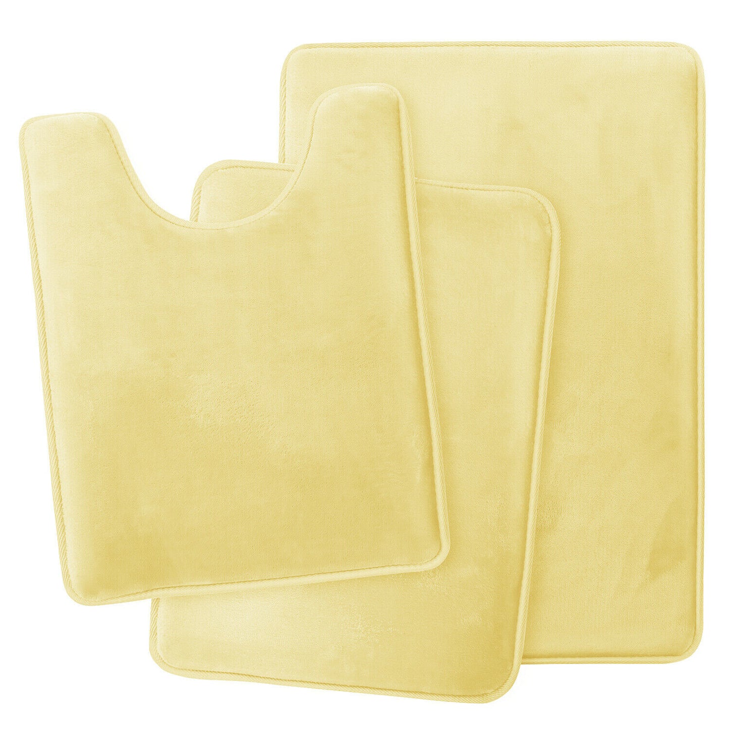 Bath Mats & Rugs - Memory Foam Bath Mat - Absorbent Bathroom Rugs Set - Custard Yellow