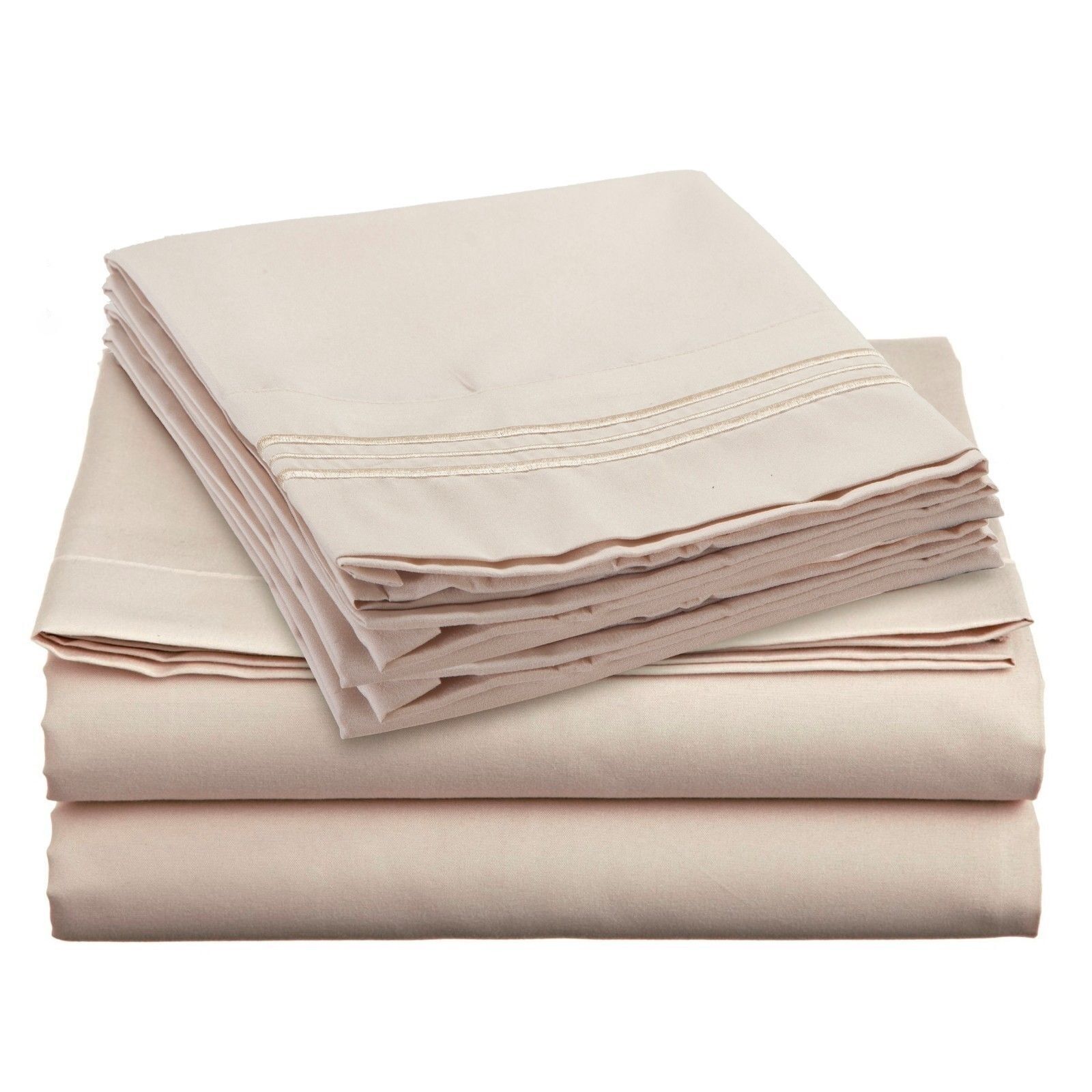 Bed Sheets - Deep Pocket Bed Sheets- 4 Piece Set, Queen, King, Twin, or Full Size - Twin / Beige Cream
