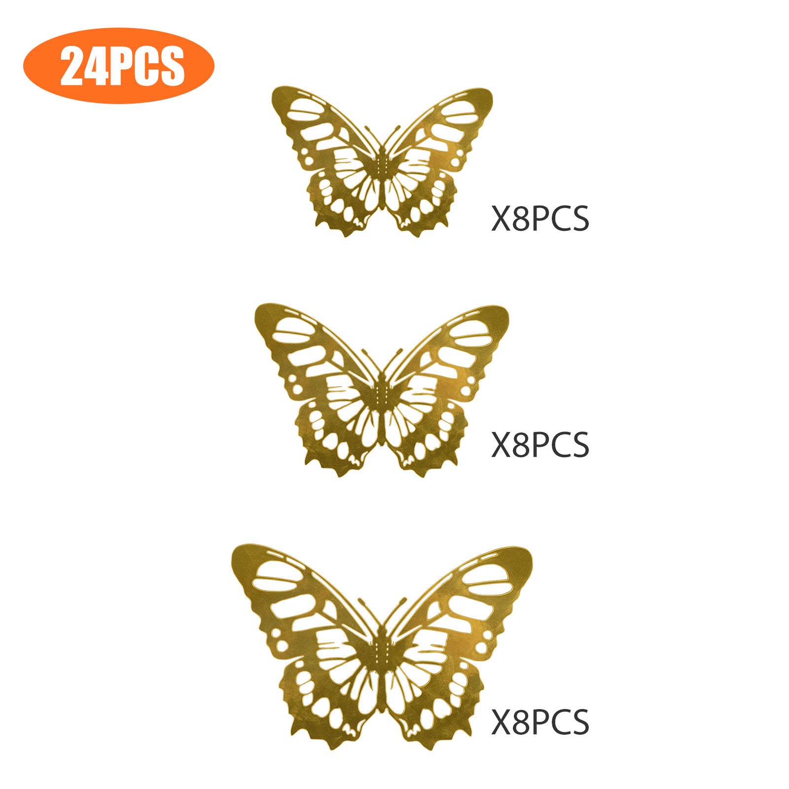 - Home Decor 3D Butterfly Wall Stickers- Art Wall Decorations 12pcs - Gold E / 12 PCS