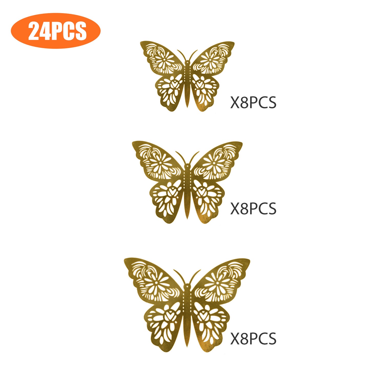 - Home Decor 3D Butterfly Wall Stickers- Art Wall Decorations 12pcs - Gold G / 12 PCS