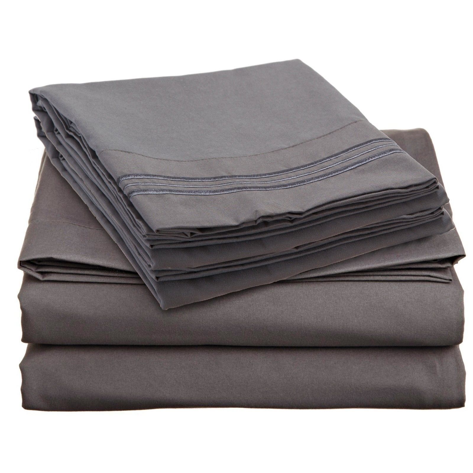 Bed Sheets - Deep Pocket Bed Sheets- 4 Piece Set, Queen, King, Twin, or Full Size - Twin / Gray